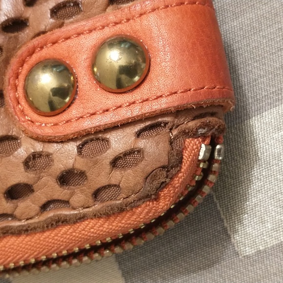 Linea Pelle Leather Wallet Brown & Orange - Picture 6 of 10